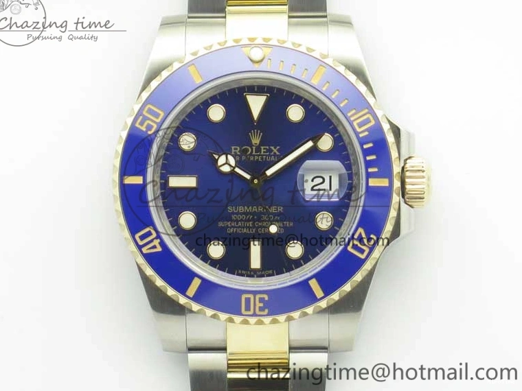 MiroTime 0410 Affordable Submariner 116613 LB Noob 1:1 Best Edition YG Wrapped Bezel Blue Dial on SS YG Bracelet A2836 V 3413